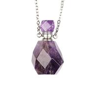 Collar De Cristal con Colgante De Botella De Aromaterapia - Difusor De Aceites Esenciales De Piedra Natural, Cadena De Piedras Preciosas, Joyería Curativa De Reiki, Regalos, Corazón O Amatista Tal