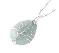 Collar De Cristal Con Forma De Lágrima Del Árbol De La Vida Para Hombres Y Mujeres, Hecho A Mano, Con Envoltura De Alambre, Amuleto Natural, Colgante De Piedra, Energía Reiki, Curación De Chakra