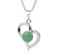 Collar de Cristal de Aventurina para Hombres y Mujeres, Dije de Corazón de Circón con Cadena de Plata, Colgante de Piedra Preciosa Redonda, Amuleto de Gargantilla, Joyería, Regalos para Niñas, Cu