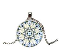 Collar de cristal de la flor de la vida de la cúpula de cristal Om Yoga Chakra Colgante Mandala Collar de moda Divina Geometría, 1