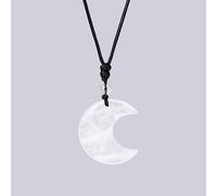 Collar De Cristal De Luna Creciente Colgante De Cristal De Roca De Piedra Natural Collar De Envoltura De Cuerda Negra Para Hombres Y Mujeres Joyería De Boda De Uso Diario O De Fiesta,Como Se Muestra