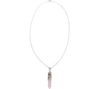 Collar de Cristal Hexagonal Colgante de Piedra de Prisma Natural Envuelto Cuarzo Punta Yoga con Cadena, Rosa Professional Process