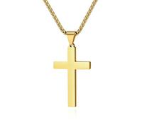 Collar de cruz de acero inoxidable pulido espejo hecho a mano, accesorio colgante de acero de titanio neutro simple