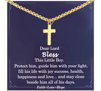 Collar de cruz de bautizo para niños, collar de cadena de cruz dorada de acero inoxidable para primera comunión, bautizo, regalos cristianos, regalos de Pascua para adolescentes, niños, sobrinos y