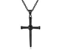 Collar de cruz de clavos de acero de titanio retro retro neutro Clavo de hierro forjado Colgante de cruz personalizado