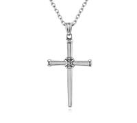 Collar de cruz de clavos de acero de titanio retro retro neutro Clavo de hierro forjado Colgante de cruz personalizado