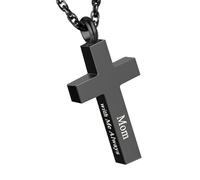 Collar de cruz de cremación para cenizas, colgante de urna de cruz de acero inoxidable, soporte para cenizas, joyería conmemorativa, conmigo siempre, No es una piedra preciosa