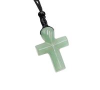 Collar De Cruz De Cristal Curativo para Mujeres Y Hombres, Cadena con Colgante De Ángel De La Guarda con Piedras Preciosas Naturales Tejidas A Mano, Cadena Ajustable, Joyería De Fe Reiki, Regalo,