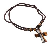 Collar De Cruz De Cristal Natural para Hombres Y Mujeres, Cadena con Colgante De Fe, Cordón De Cuerda Tejido A Mano, Piedra Preciosa Natural Ajustable, Joyería Reiki, Regalo, Collar con Piedra De