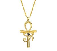 Collar de cruz de ojo de para mujeres y hombres, amuleto religioso punk, joyería vintage, cadenas doradas contra el mal de ojo, collares de protección para niñas y mujeres, One Size, Como se describe