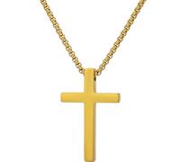 Collar de cruz de oro con colgante de fe simple para hombre, joyería religiosa, elegante colgante de cruz para uso diario y ocasiones especiales, TotalLength 16Inches, Acero inoxidable, No es una