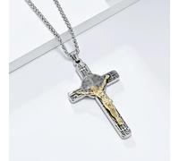 Collar de cruz de plata vintage Joyería inspirada en exorcista Colgante de crucifijo de acero de titanio Símbolo de fe unisex Recuerdo de viaje