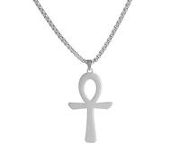 Collar de cruz egipcia para hombre, collar con colgante religioso, cruz copta Ankh de acero inoxidable, de cruz de crucifijo, collar con colgante de fe, joyería egipcia, regalo para hombres y mujeres