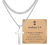 Collar de cruz para adolescentes, niños y hombres, collar de cadena cubana en capas de acero inoxidable, regalos religiosos cristianos para niños y hombres, San Valentín, Pascua, bautizo, comunión