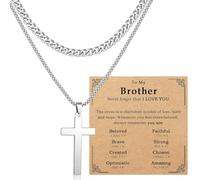 Collar de cruz para adolescentes, niños y hombres, collar de cadena cubana en capas de acero inoxidable, regalos religiosos cristianos para niños y hombres, San Valentín, Pascua, bautizo, comunión