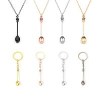 Collar De Cuchara De 4 Piezas Y Llavero De Cuchara De 4 Piezas, Joyería De Estilo Creativo, Joyería De Mini Cuchara, Accesorios De Moda