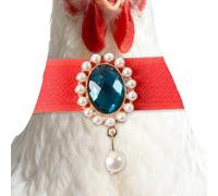 Collar de cuello de gallo de pollo, banda ajustable silenciosa mejorada antigritos, decoración de diamante, cómodo collar de aves de corral para granja, patio, gallinero, residencial, noche, diario