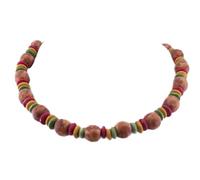 Collar de cuentas africanas hecho a mano, 38 cm de longitud, cuentas de madera, artesanía tradicional de Zimbabwe con tarjeta de historia