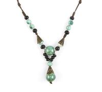 Collar de cuentas bohemio para mujer, cadena en Y bohemia hecha a mano con cuentas de cerámica coloridas, joyería étnica hippie vintage, esencial para festivales, esencial para atuendos diarios