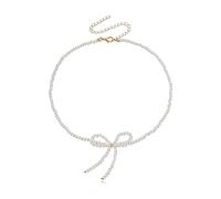 Collar de cuentas de cristal delicado Bowknow cadena de clavícula para uso diario, collar de lazo simple con lazo de cristal, cadena de clavícula con cuentas, talla única, como se describe, como se