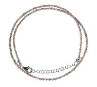 Collar de cuentas de diamantes grises en bruto para mujer con cadena de plata de ley 925