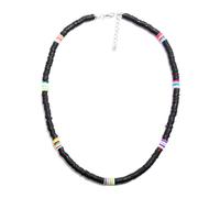 Collar de Cuentas de Disco de Vinilo Africano Colorido Ligero, Collar de Playa con Cuentas de Arcilla de Cerámica Suave Hecho a Mano por Mujeres Boho para Vacaciones (Negro) Practical Treatment