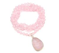 Collar de cuentas de piedra, cadena larga para suéter, colgantes de piedras semipreciosas naturales, collar largo, collares con colgante para hombres y mujeres-2_Los 90cm