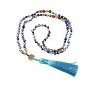 Collar de cuentas de piedra ojo de tigre, árbol de la vida, 108 mala de moda, piedra natural, perlas negras intensas, 7 chakras, collares para mujer y hombre, regalos, Talla única
