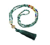 Collar de cuentas de piedra ojo de tigre, árbol de la vida, 108 mala de moda, piedra natural, perlas negras intensas, 7 chakras, collares para mujer y hombre, regalos, Talla única