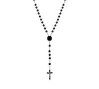 Collar de cuentas de rosario personalizado con colgante de cruz, collar de rosario para mujeres y hombres, texto grabado católico cristiano de latón, regalo de joyería, foto oculta activada por calor