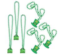 Collar de Cuentas del Día de San Patricio 6 Piezas Colgantes de Jarra de Cerveza y Sombrero Verde, Accesorios Ligeros de Tela No Tejida para Fiestas y Disfraces Infantiles