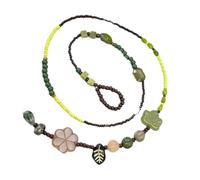 Collar de cuentas étnicas artesanales, con textura simple, adecuado para aquellos que aman lo retro y la naturaleza