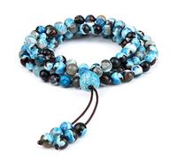 Collar de cuentas suaves azules anudadas a la moda hecho a mano de 6 mm con cuentas para hombres y mujeres, yoga, meditación, oración, joyería de regalo, collar