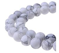 Collar de cuentas sueltas de 6 mm, preciosas, cuentas redondas color mate con vetas en negro de howlita natural, aprox. 39,4 cm, para hacer pulseras, collares, bisutería, de PLTbeads.