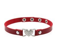Collar de cuero con diamantes de imitación para mujer, ligero, piel sensible, collar de corazón, detalle de diamantes de imitación para parejas, expresión de amor, One Size, como se describe, como se