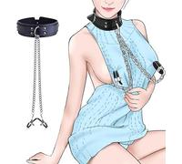 Collar de cuero de 2 en 1, con clip de metal ajustable, accesorios de fitness para parejas