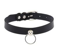 Collar de cuero de PU para mujer, collar ajustable con junta tórica, accesorios sexuales para cosplay, collares esclavos maestros, sujeción erótica del cuello(Black Schwarz)