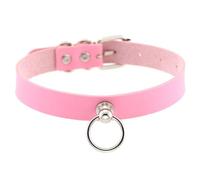 Collar de cuero de PU para mujer, collar ajustable con junta tórica, accesorios sexuales para cosplay, collares esclavos maestros, sujeción erótica del cuello(Pink Rosa)