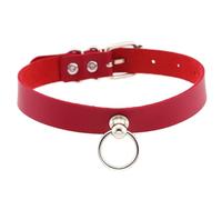Collar de cuero de PU para mujer, collar ajustable con junta tórica, accesorios sexuales para cosplay, collares esclavos maestros, sujeción erótica del cuello(Red Rot)