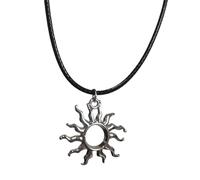 Collar de cuero para mujer, temperamento femenino, acero inoxidable, estrella del sol, cadena de clavícula, cadena ajustable, joyería de cuero, collar de cuerda para niñas, One Size, como se describe