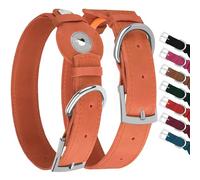 Collar de cuero para perro con soporte para Airtag, collares de perro Apple Air Tag, collar de perro con GPS de seguimiento suave para perros pequeños, medianos y grandes, cachorros de raza (Tawny, S