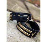 Collar de cuero para perro tachonado negro fuerte para Staffy Rottweiler Pit Bull Bulldog Terrier y otros perros fuertes (tamaño del cuello de 21 pulgadas a 23.5 pulgadas)