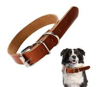 Collar de Cuero para Perros Enrollado - Collar de Cuero con Hebilla de Metal para Perros Grandes,Collares para para Caminar, Entrenar y Practicar Deportes al Aire Todos los días