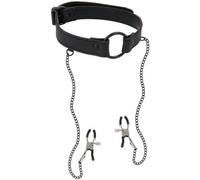 Collar de cuero vegano con pinzas para pezones