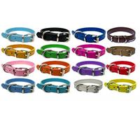 Collar de cuero vibrante para perro, cachorro, gato, gatito, perros, para collares de mascotas pequeñas, medianas y grandes (extra pequeño (cuello de 20 cm a 26 cm), rosa intenso
