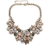 Collar de declaración de flores Chunky Vintage Collar de Cristal Elegante para Mujer Babero Collar Gargantilla Disfraz