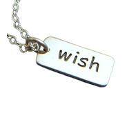 Collar de deseos en plata de ley 925. Joyería inspiradora con cita inspiradora, lema y afirmación. Colgante pequeño y sencillo. Regalo con dije de palabra para ella | Cadena de 45 cm | Chapado en