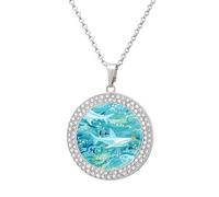 Collar de diamantes con diseño de tiburones del océano azul para mujer, lindo colgante de aleación, collar de joyería de regalo, talla única, Metal, No es una piedra preciosa