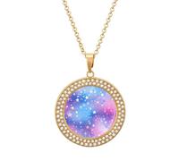 Collar de diamantes de galaxia de cielo estrellado para mujer, bonito colgante de aleación, collar de joyería de regalo, talla única, Metal, No es una piedra preciosa