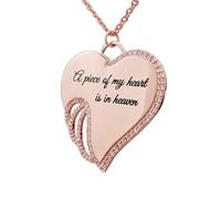 Collar de diamantes de imitación con alas de ángel incrustadas para mujer, con texto en inglés "It Not Goodbye It See You Again", joyería de Navidad, regalo de cumpleaños para ella (oro rosa, talla